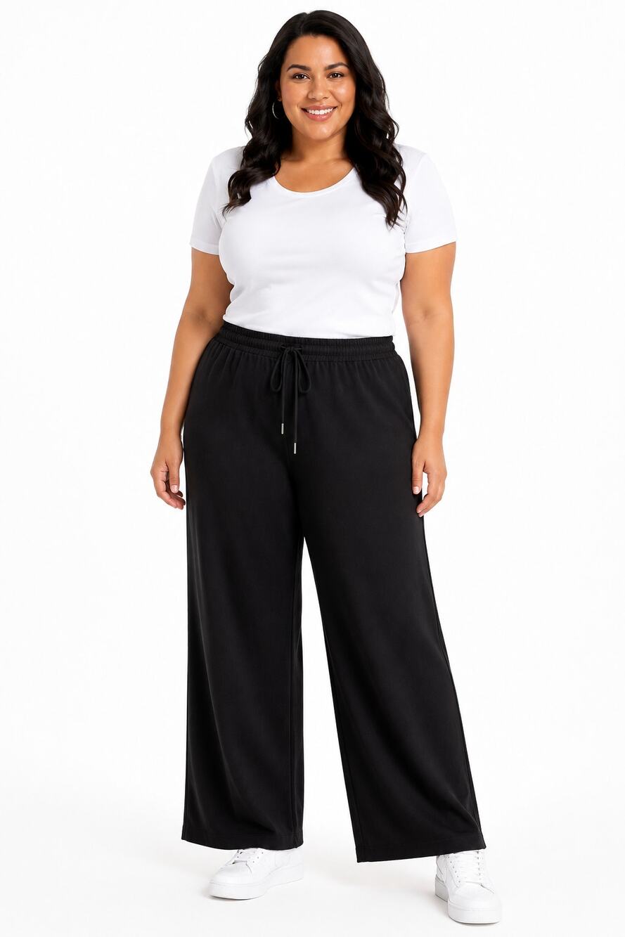 Women's Wide Leg Sweatpants Black Drawstring Lounge Pants 2XL XXL NWOT